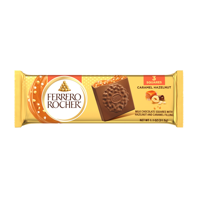 [SS002096] Ferrero Rocher Milk Chocolate Squares With Hazelnut And Caramel 31.5g